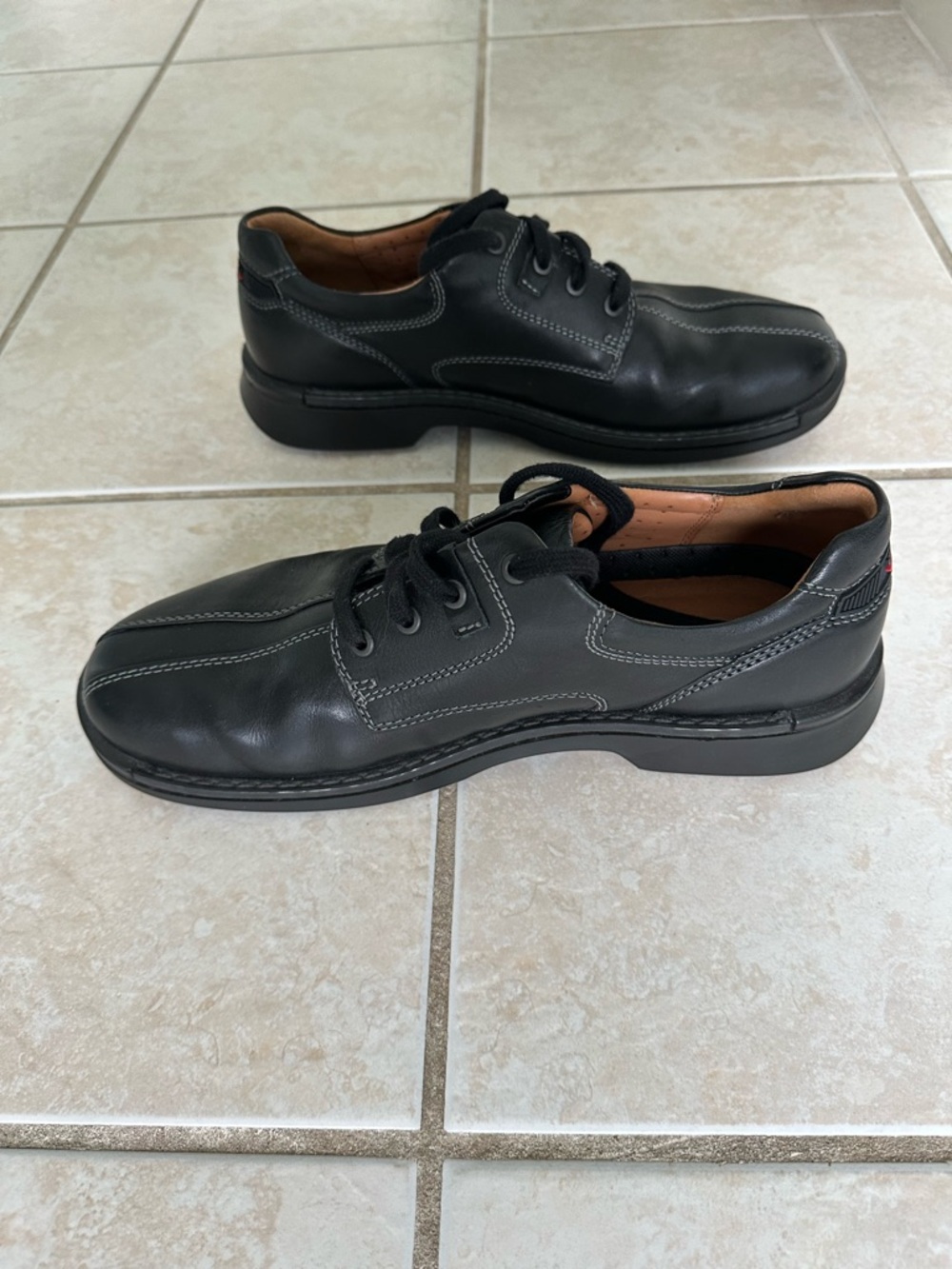 ECCO Mens Black Leather Dress Shoes Casual Oxford US 11 -11.5 Shock Point EU 45 - Picture 3 of 8